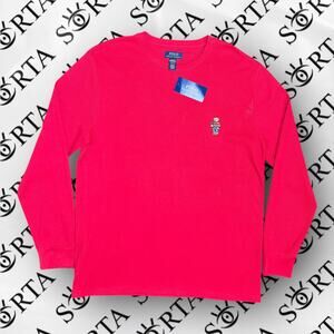 NWT Ralph Lauren Polo Bear Thermal Waffle Knit Red Long Sleeve Shirt Size XL